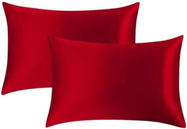 Kit 2 fronhas de cetim seda cabelo cacheado anti frizz (Vermelha)