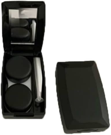 Estojo de lente de contato retangular com espelho – portátil, leve para casa e viagem (preto)