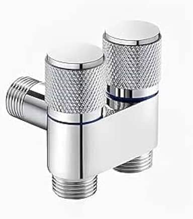 Válvula Dupla de Registro para Torneira e Banheiro - Controle Independente, Inox Premium, Alto Padrão, Instalação Fácil, Ideal para Cozinha, Banheiro e Lavanderia (PRATA)