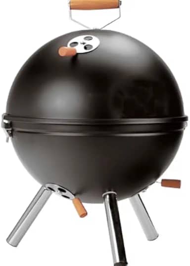 Churrasqueira Portátil a Carvão com Tampa Bafo – Compacta, Resistente e Ideal para Carnes Suculentas, Viagens e Área Externa – Metal Preto