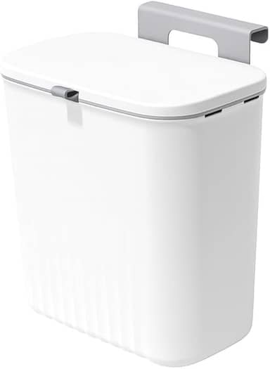 Lixeira Retrátil Suspensa Para Cozinha Sem Furos Pendurável Com Tampa Compacta Multiuso 9 Litros Organização Casa Pia Cinza ou Branca Premium AntiOdor (Branca)