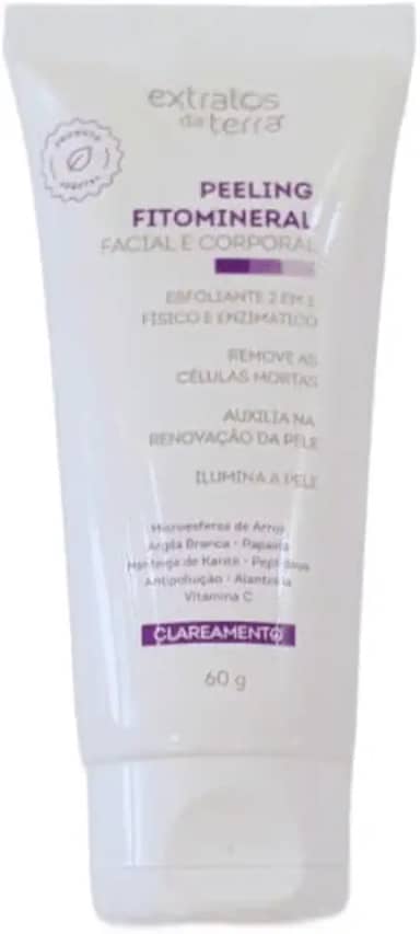 Peeling Fitomineral Facial 60 g - Esfoliante Físico + Enzimático • Microesferas + Argila Branca • Poros Desobstruídos, Textura Uniforme e Pele Iluminada