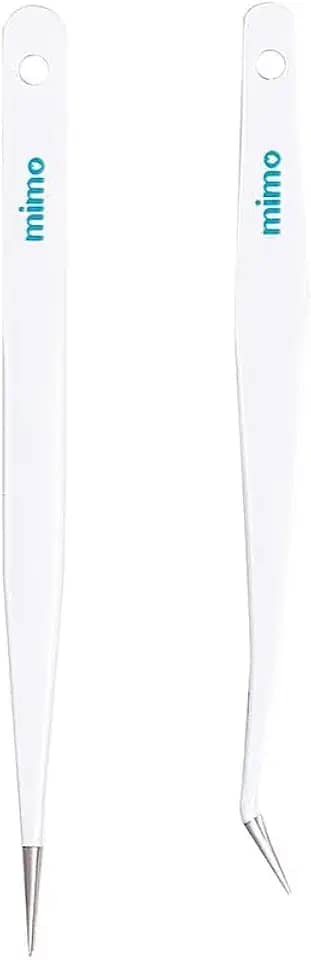 Mimo – Kit 2 Pinças de Precisão – Ponta Reta e Angular – Aço Inox