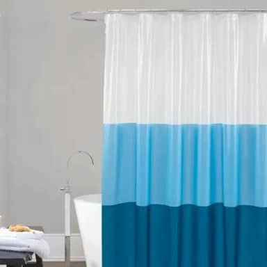 Cortina Box Para Banheiro PVC 198x180cm Antimofo - Faixas Azul
