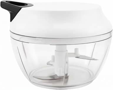 Processador de Alimentos Grande 480ml Triturador Com Três lâminas Em Aço Inox Manual Acionamento Por Corda Retrátil (BRANCO)