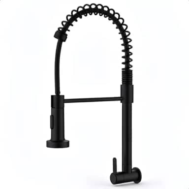 Torneira Gourmet Cozinha de Parede Preta em Inox SOFTINOX 2 Jatos — Torneira Flexível Parede 1/4 de Volta Bica Giratória 360° Metal Preto Fosco