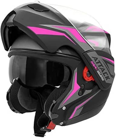 Capacete Robocop Escamoteável Pro Tork New Attack HSA Preto com rosa 62