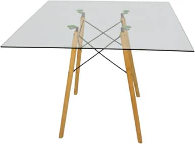 Mesa Jantar Eiffel Charles Eames Quadrada Tampo Vidro Redondo ou Quadrado Temperado 6mm Jt Home (TAMPO QUADRADO, 70CM)