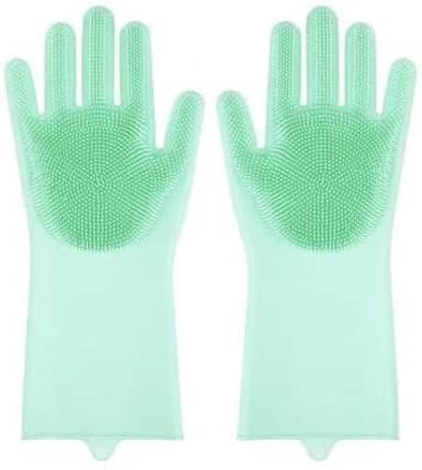 Luvas de Silicone Mágicas para Limpeza, Multifuncionais, Rosa, Resistentes ao Calor, com Cerdas de Silicone, Ideal para Cozinha, Banheiro e Lavagem de Carro, 1 Par