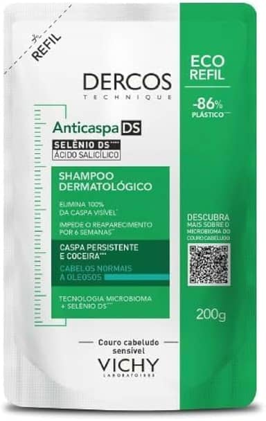 Vichy Dercos Shampoo Anticaspa Cabelos Secos Elimina 100% da Caspa Visível, Alivia Coceira e Irritação, Previne Reaparecimento por 6 Semanas com Selênio DS, 200g