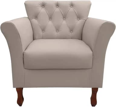 Poltrona Decorativa Moderna Para Sala Quarto e Escritório Viena cor:Corino Bege