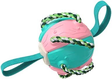 Bolas de brinquedo interativas para cães de estimação, Frisbee para uso externo, bola de dentição Border Collie Golden Retriever, adequada para uso externo e interno (rosa)