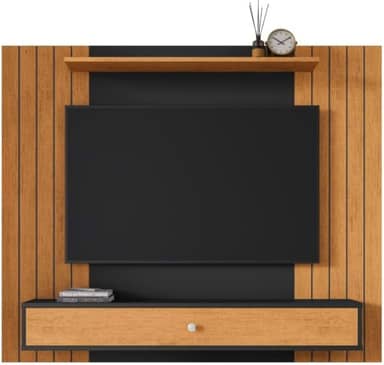 Painel Ripado Para Tv 43 Polegadas Berlim Com Gaveta Casa Jd (Preto Ripado)