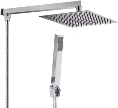 Chuveiro Ducha Com Desviador Cromado Quadrado 20x20 A Gás Solar Chuveirinho Chrome