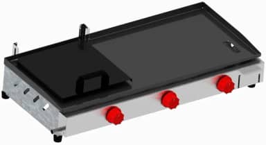 Chapa Chapeira 70x30 Chapa de Lanches Semiprofissional A Gás Baixa Pressão Frontal Inox com 3 Queimadores e Prensa