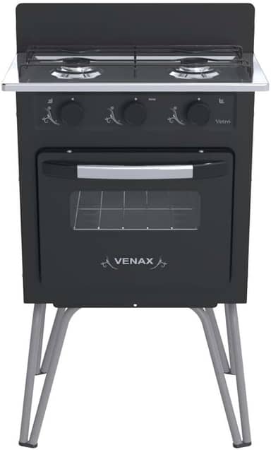 Fogao 2 Bocas Venax Gemini Vetro Preto Fosco Gas Glp