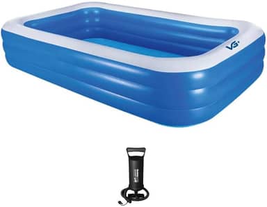 VG PLUS, Piscina Inflável Retangular Azul 1.500 Litros 305 Cm Pvc Com Bomba Vg+