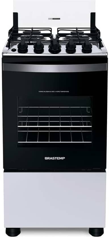 Fogão Brastemp 4 Bocas Branco com Duas Prateleiras com Alturas Ajustáveis - BFO4NBB Bivolt