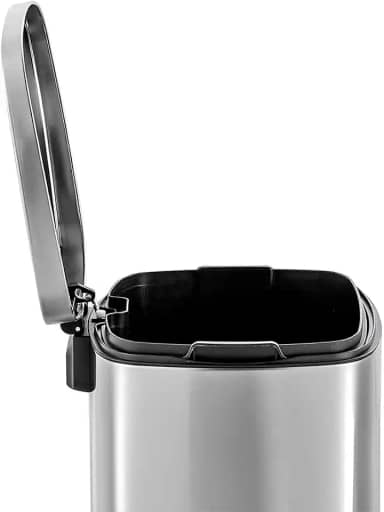 Lixeira Inox Retangular com Pedal 12L Acabamento Escovado - Mood