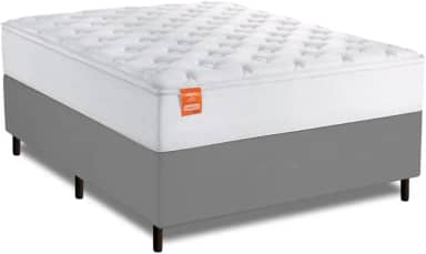 Cama Box Colchão Casal King Molas Ensacadas Real 193x203x65cm Branco/Cinza Inducol - Suporta até 130kg por Pessoa