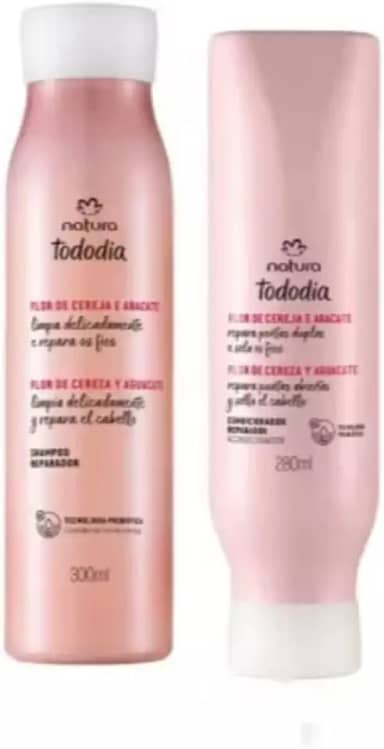 Natura Tododia Kit Shampoo e Condicionador Reparador, Flor de Cereja e Abacate, 300ml e 280ml