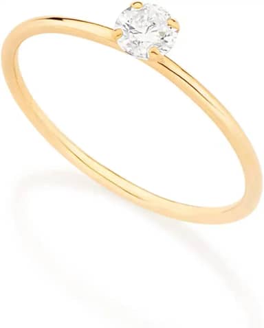 Anel solitário folheado a ouro - Branco - 513053 - Rommanel Cor:Branco;Tamanho:20