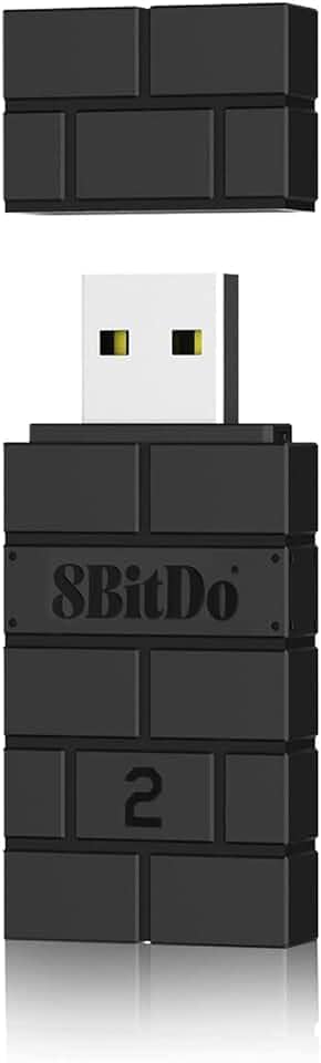 8Bitdo Adaptador de controle adaptador 2 USB sem fio para Switch/Switch 2, Windows, Mac e Raspberry Pi, compatível com controle Bluetooth Xbox Series X e S, Xbox One, PS5/PS4/PS3
