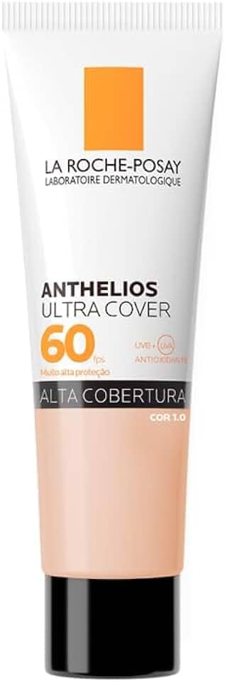 La Roche-Posay, Ultra Cover, Protetor Solar com Cor e Performance de Maquiagem, 12h de cobertura de base em uma única camada, Textura Fluida, Oil free, Toque Seco, FPS60, 30g