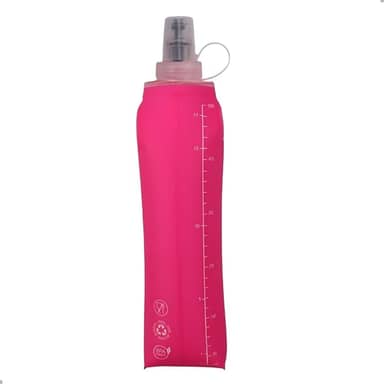Garrafa Dobrável Soft Flash 500ml Squeeze Bico Anti Vazamento Corrida Bike Ciclismo Hidratação Reutilizável Livre de Bpa Tampa de Proteção Contra Sujeiras Todos Os Esportes (Rosa)