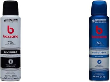 Kit Desodorante Aerossol Invisível, Bozzano, Branco e Desodorante Aerossol Sensível Sem Perfume 150Ml 90G