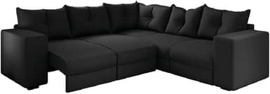 Sofá de Canto Retrátil 5 Lugares Veludo New Qatar Preto Selmer