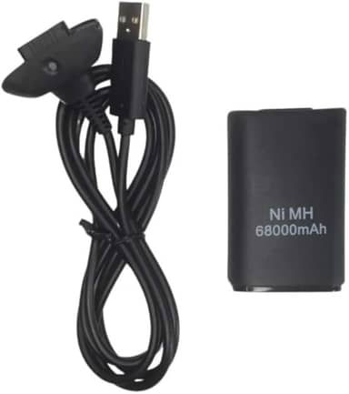 Bateria Para Controle Xbox 360 Com Cabo E Carregador Preto