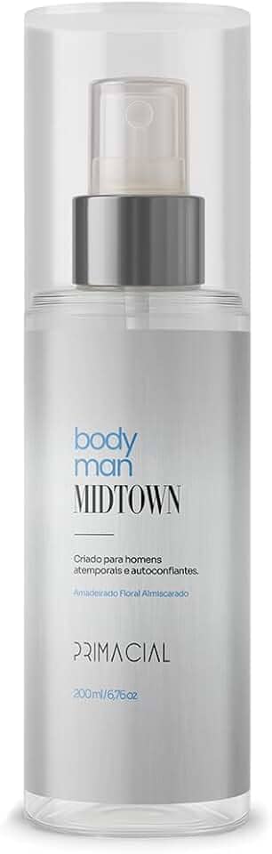 Body Splash MIDTOWN 200ml by Primacial - Fragrância Amadeirado com Notas de Lavanda e Bergamota