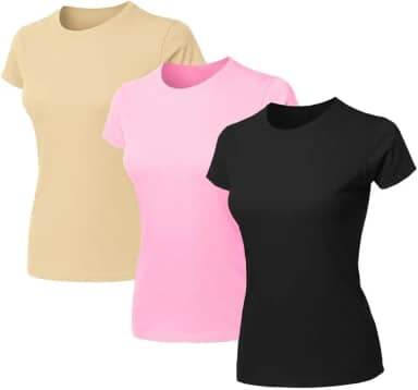Kit 3 Blusas Feminina Tshirt Algodão Camiseta Baby Look Slim Fit Gola Redonda Básica