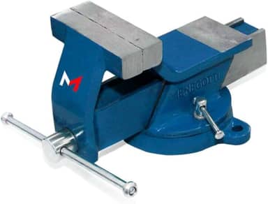 Morsa de Bancada Menegotti Nº 5 – 125mm | Base Giratória, Bigorna Integrada, Corpo Reforçado | Uso Profissional e Semiprofissional