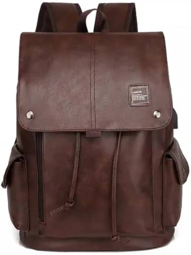 Mochila de Couro Executiva Notebook Estilosa Multifuncional (Marrom)