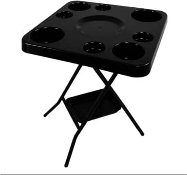 Mesa Mesinha Petisqueira Dobrável Portátil – Ideal para Churrasco, Praia, Piscina, Bar e Área de Lazer(1,PRETA MESA)