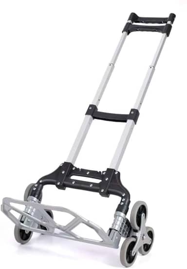 Carrinho de Carga Dobrável com 3 Rodas, Capacidade 75kg, Estrutura em Alumínio, Preto