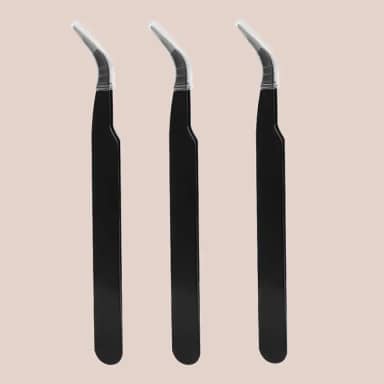 Pinça de cílios de precisão, 3 peças, antiestática, aço inoxidável, ferramentas profissionais de decoração de unhas para extensão de cílios (dobra)