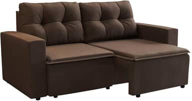 Sofá 3 Lugares Retrátil Amsterdã I Suede Marrom 180 cm