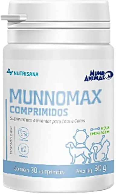 Mundo Animal Suplemento Alimentar Nutrisana Munnomax Comprimidos Para Cães E Gatos - 30 Comprimidos
