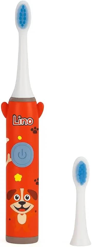 Escova Dental Elétrica Infantil Lino Dog – Cerdas Macias e Seguras, Design Divertido com Personagem, Estimula Autonomia na Higiene Bucal – Crianças 3+ Anos – Vermelha