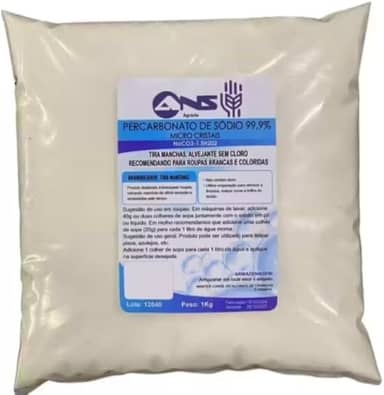 Percarbonato de Sódio Puro 1kg – Branqueador Natural, Tira Manchas, Desinfetante Ecológico, Multiuso para Roupas e Limpeza Doméstica