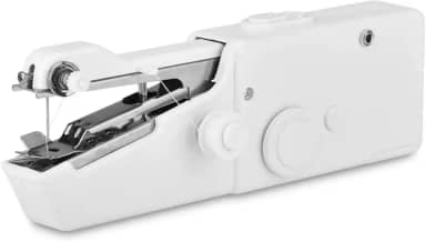 Mini Máquina de Costura Premium Portátil Manual À Pilha Branca, 20cm, Felix Magazine