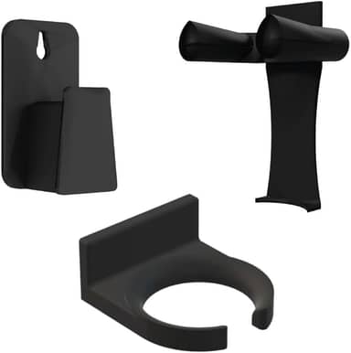 Kit Suporte para Escova Secadora + Secador de Cabelo + Chapinha (3, Preto)