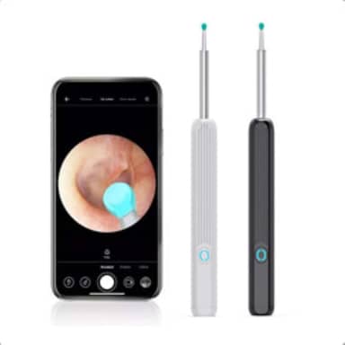 Aparelho de Visualização Auricular com Câmera HD 1080p, 6 LEDs e WiFi – Kit para Limpeza de Ouvido com Ponteiras de Silicone – Compatível com Android e iOS – Bateria Recarregável (Branco)