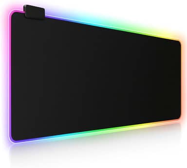 Mouse Pad Gamer Para Jogos com RGB LED Com 14 Modos de Iluminação 80x30cm Grande Estendido Macio Superfície de Velocidade Base Antiderrapante em Borracha e Borda Costurada Escritório e Decoração Gamer