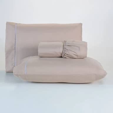 Jogo De Lençol 400 Fios Percal Poliéster Liso Toque Macio com Elástico Diversos Tamanho Solteiro Casal Queen King Size (Queen, Caqui)