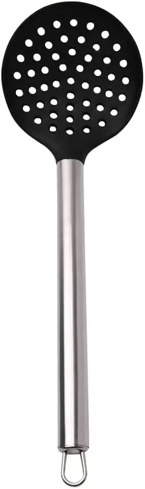 Mimo Style Escumadeira de Silicone e Cabo em Inox de Excelente Durabilidade, Belo Design, Suporta Temperaturas de Até 220ºC, Prática, Simples e Leve, Pesa Apenas 114 g e Facilita o Manuseio, ASA1303X