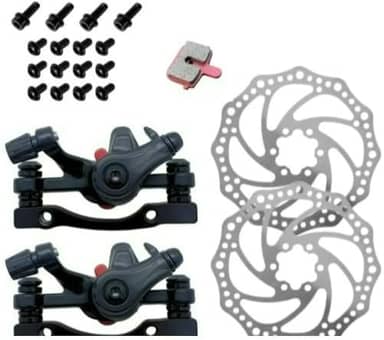 Par Freio A Disco Mecânico Preto Com disco e Rotor para bike bicicleta